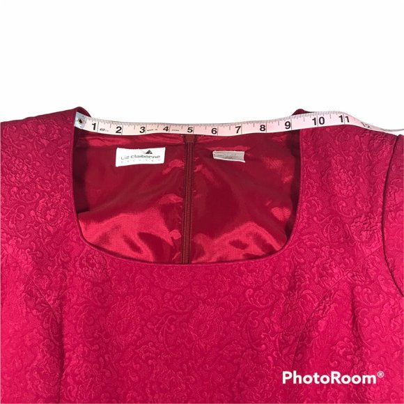 Liz Claiborne Women's Red Silk Short Sleeve Size 10 Dress Preowned - Picture 6 of 12